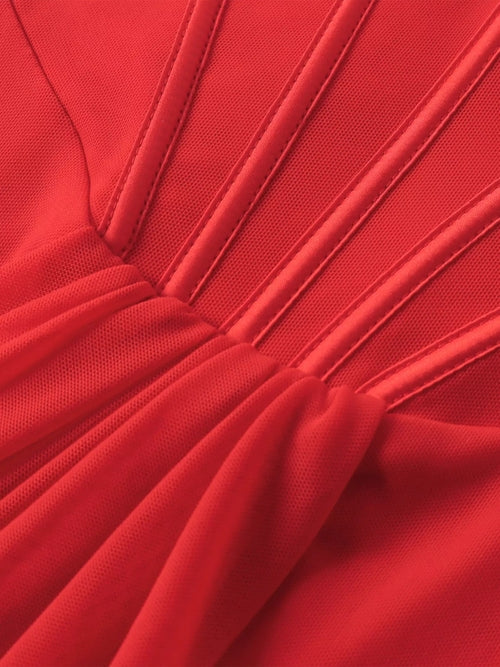 Fashionable Ruched Halter Neck Mini Dress
